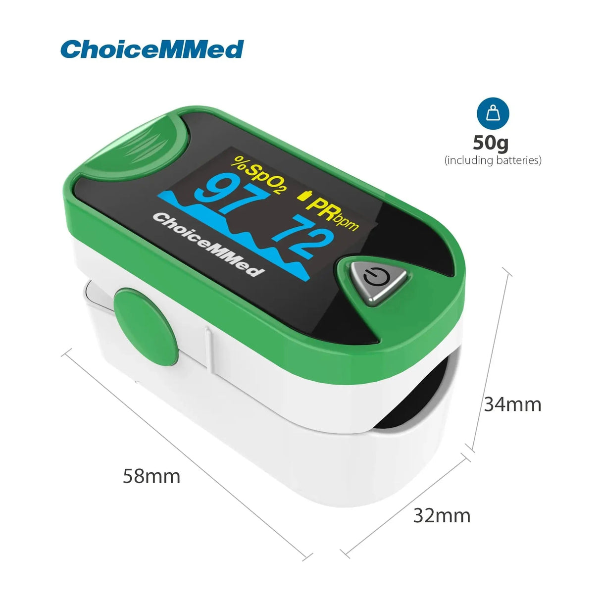 ChoiceMMed Finger Pulse Oximeter - Green - Paramedic Shop