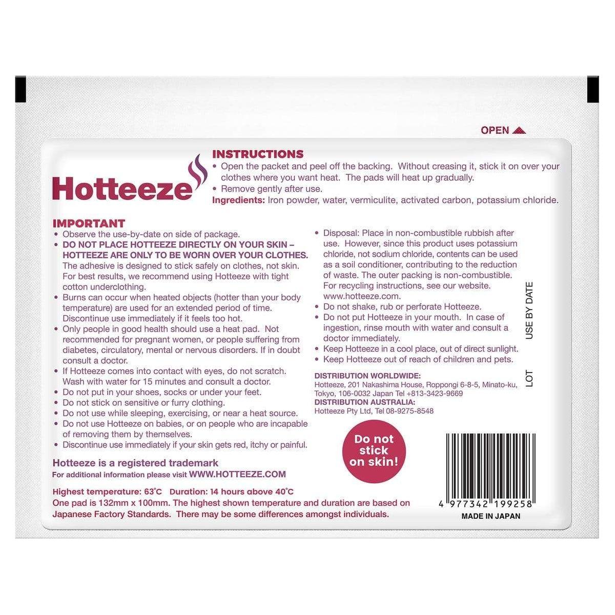 Hotteeze Heat Pads – 10 Pack - Paramedic Shop