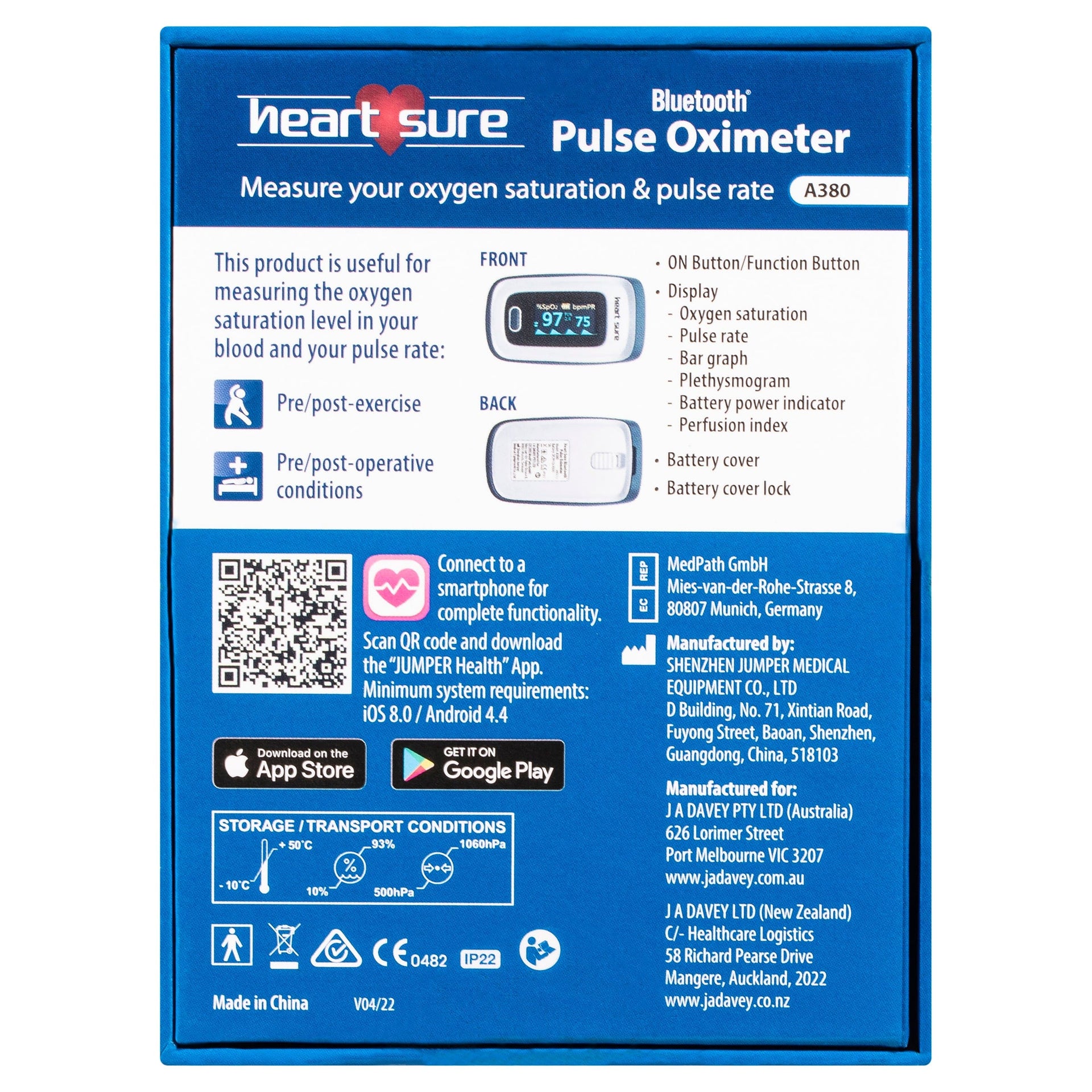 Paramedic Shop JA Davey Instrument Heart Sure Bluetooth Pulse Oximeter