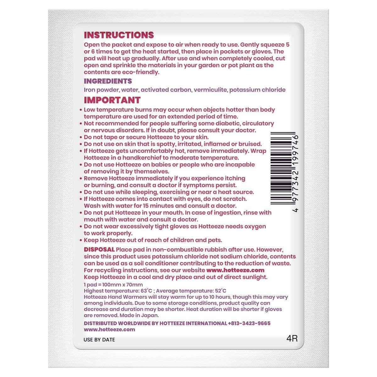 Hotteeze Hand Warmers - 10 Pack - Paramedic Shop