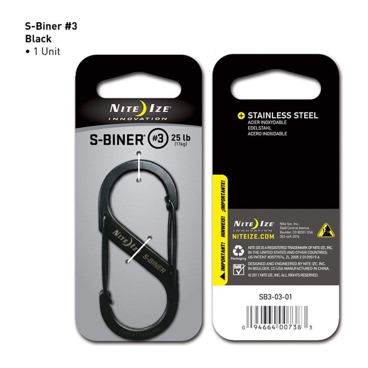 Paramedic Shop Zen Imports Pty Ltd Tools Stainless Steel - Black Nite Ize S-Biner #3 Dual Carabiner