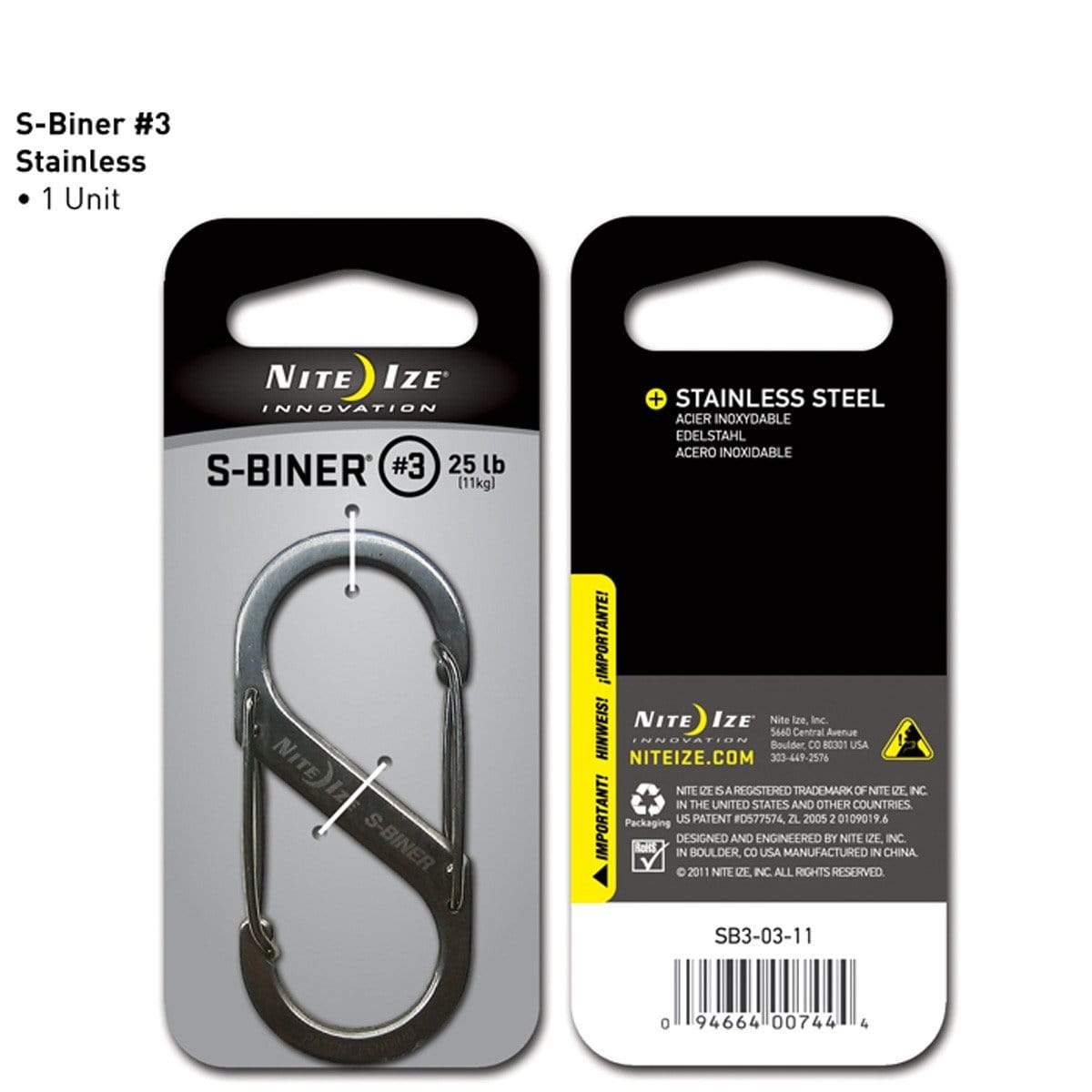 Paramedic Shop Zen Imports Pty Ltd Tools Stainless Steel Nite Ize S-Biner #3 Dual Carabiner